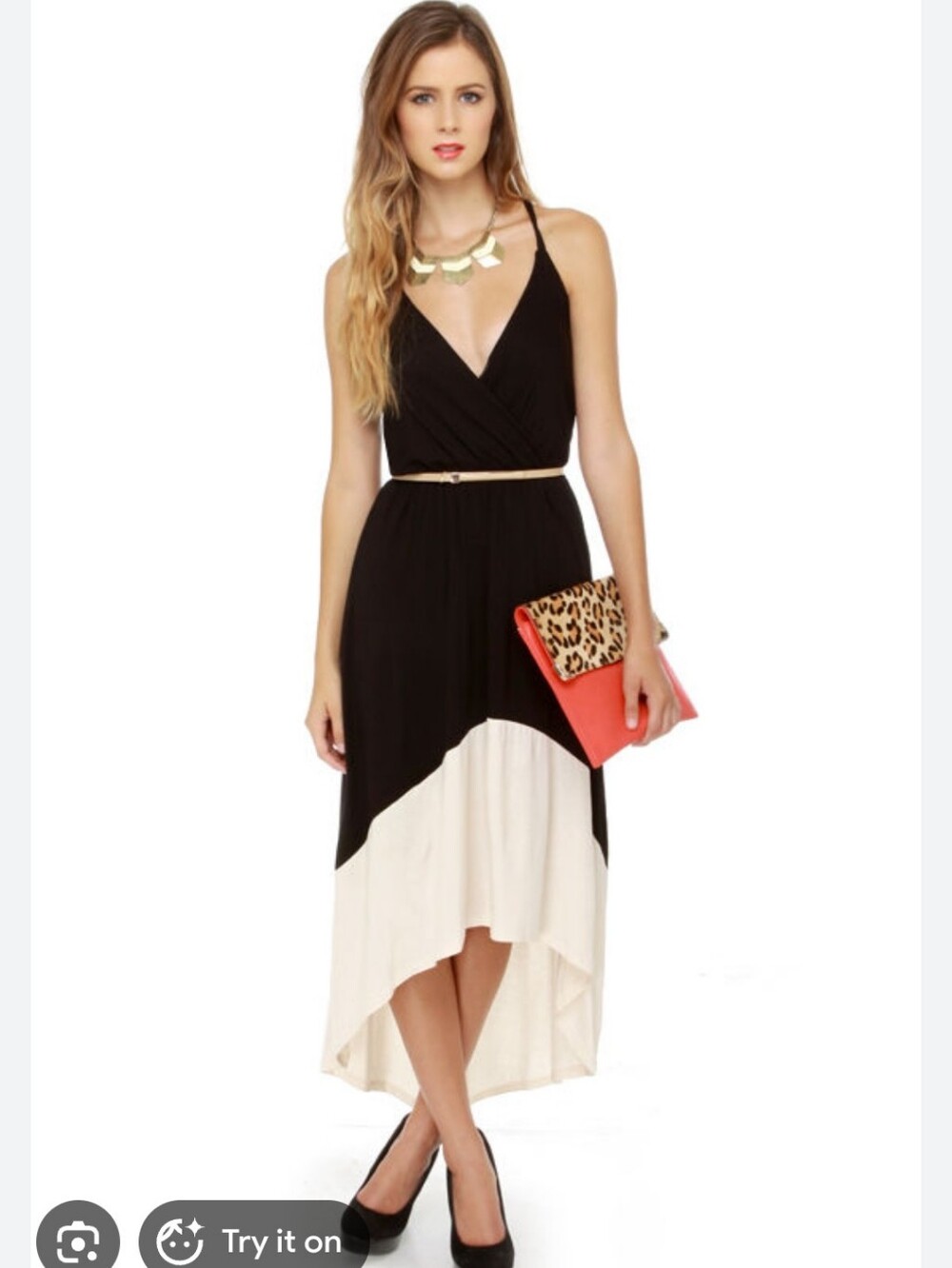 Black Saks 5th Ave Midi Wrap Dress